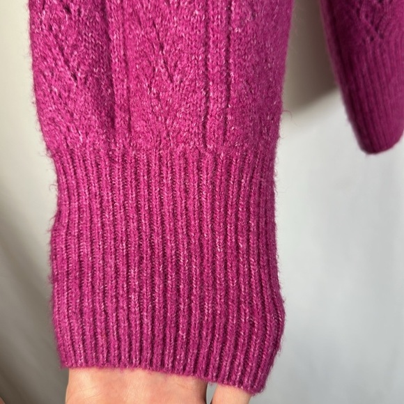 Joie Purple Pointelle Knit V-Neck Soft Sweater - Picture 4 of 7